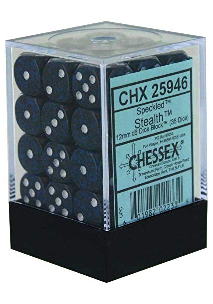 Picture of the Dice: 36 Stealth Speckled 12mm D6 Dice Block (12) - CHX25946