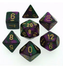 Picture of the Dice: Gemini Green-Purple / Gold 7 Dice Set - CHX26434