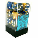 Picture of the Dice: 12 Blue-Gold/white Gemini 16mm D6 Dice Block (12) - CHX26622