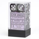 Picture of the Dice: 12 Purple-Steel /white Gemini 16mm D6 Dice - CHX26632