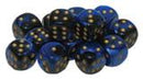 Picture of the Dice: 12 Black-Blue w/gold Gemini 16mm D6 - CHX26635