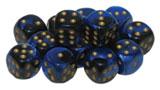 Picture of the Dice: 12 Black-Blue w/gold Gemini 16mm D6 - CHX26635