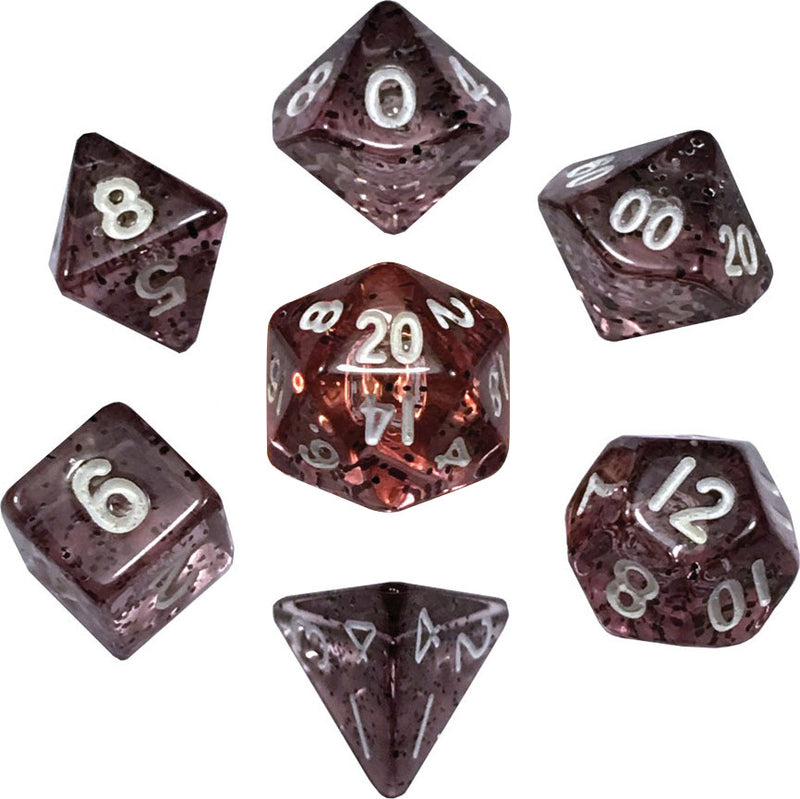 7 Count Mini Dice Polyhedral Set: Ethereal Black with White Number