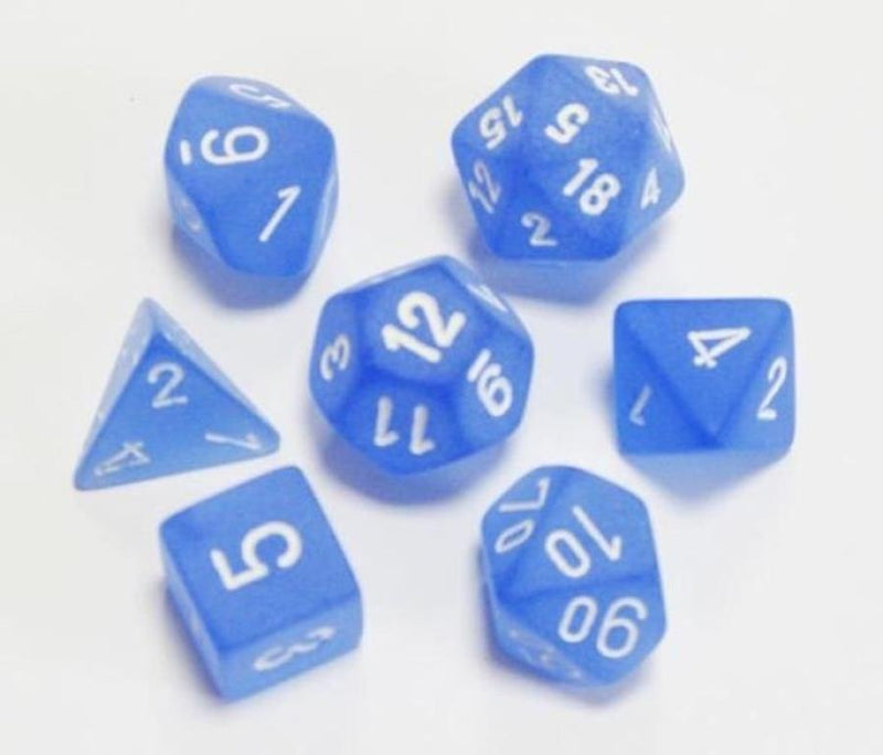 Picture of the Dice: Frosted Blue / white 7 Die Set - CHX27406