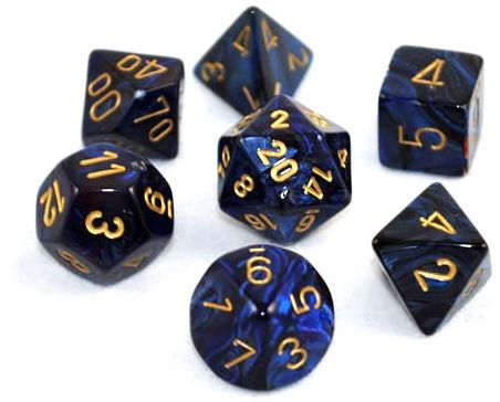 Picture of the Dice: Scarab Royal Blue / Gold 7 Dice Set - CHX27427