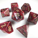 Picture of the Dice: Burgandy w/gold Polyhedral 7 Dice Set - CHX27434
