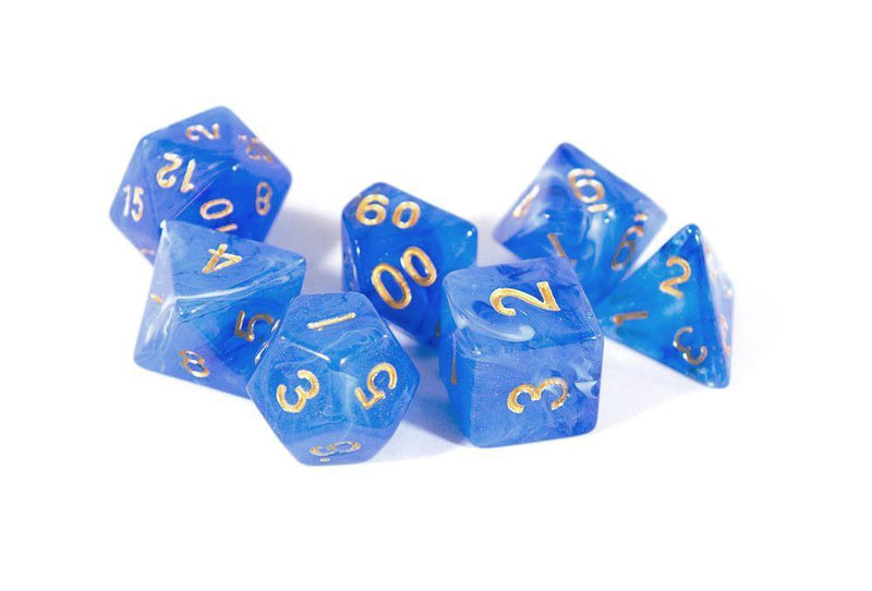 Picture of the Dice: Vortex Blue / Gold 7 Dice Set - CHX27436
