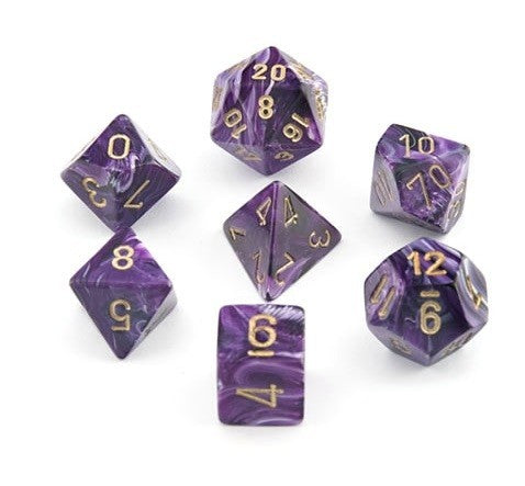 Picture of the Dice: Vortex Purple / Gold 7 Dice Set - CHX27437