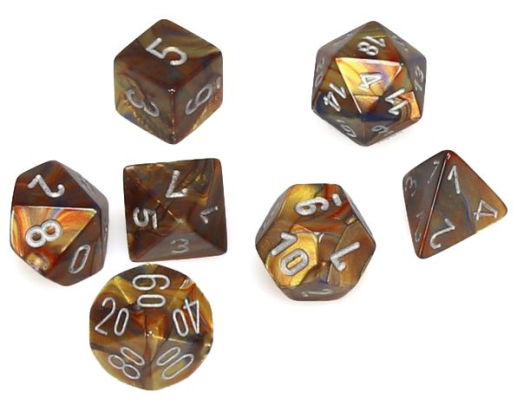 Picture of the Dice: Lustrous Gold / Silver 7 Dice Set - CHX27493
