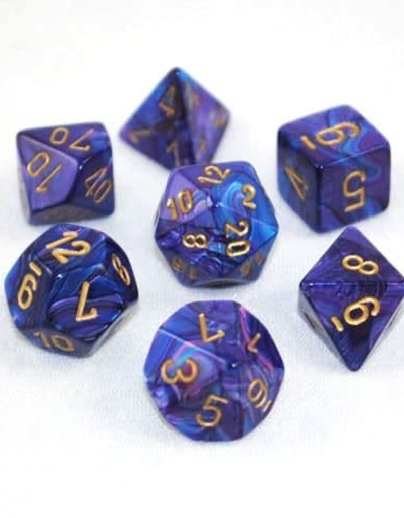 Picture of the Dice: Lustrous Purple / Gold 7 Dice Set - CHX27497
