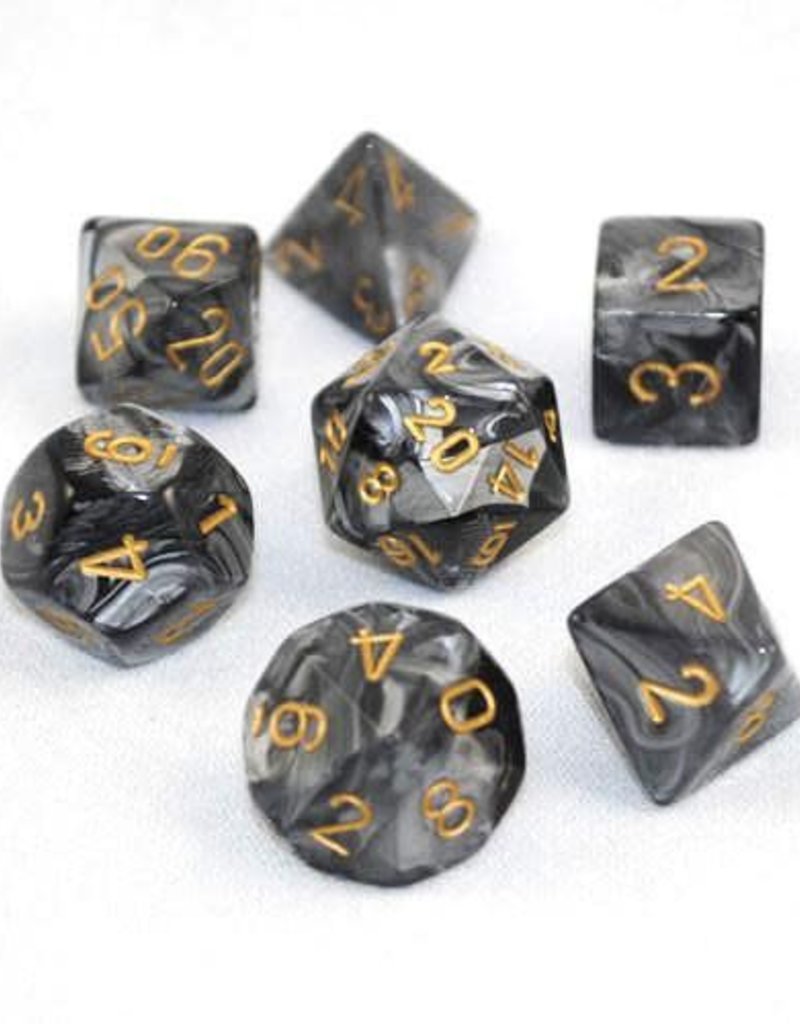 Picture of the Dice: Lustrous Black / Gold 7 Dice Set - CHX27498