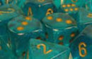 Picture of the Dice: 12 Teal /gold Borealis 16mm D6 Dice Block (12) - CHX27686