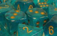 Picture of the Dice: 12 Teal /gold Borealis 16mm D6 Dice Block (12) - CHX27686