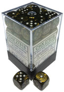 Picture of the Dice: 36 Black Gold w/silver Leaf 12mm D6 Dice Block (12) - CHX27818