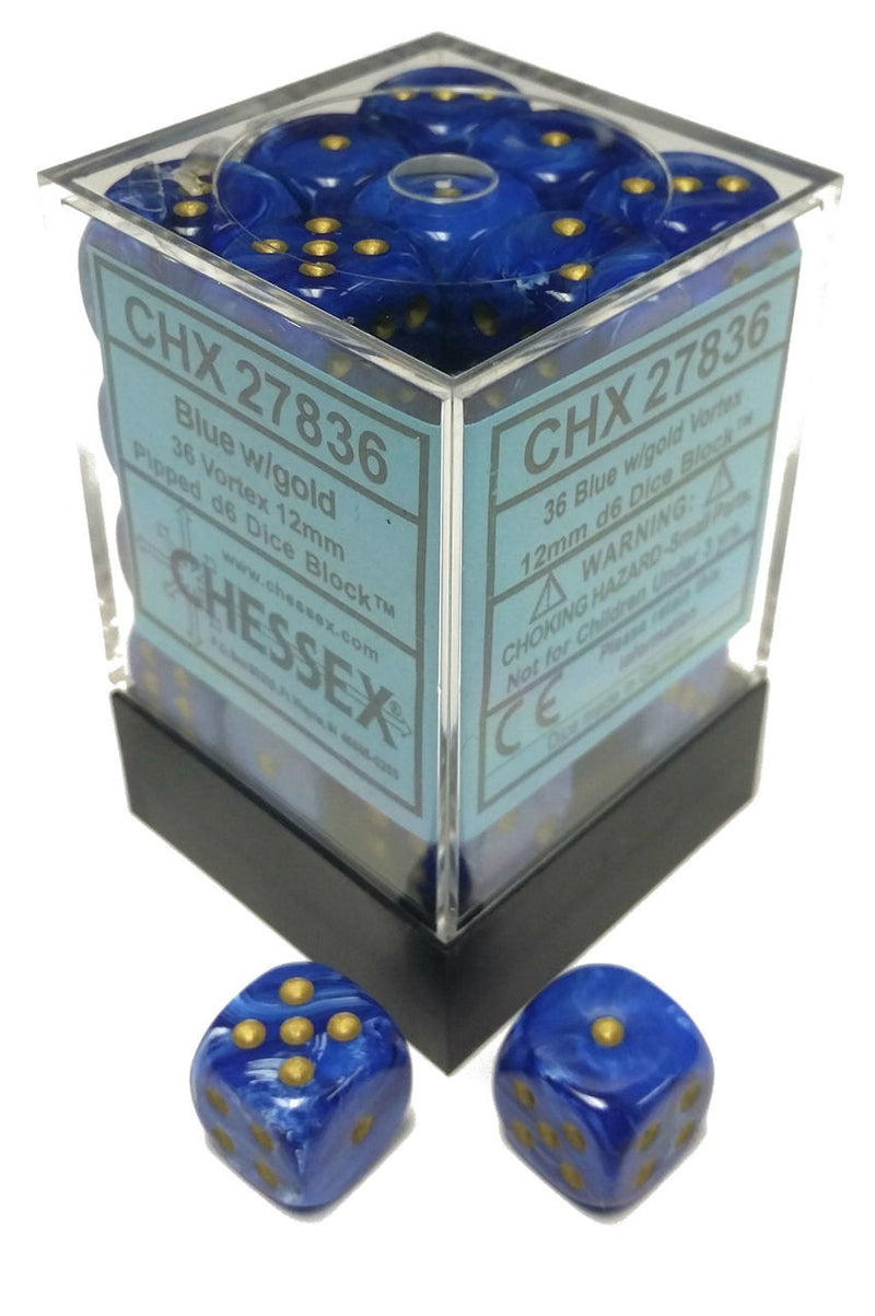 Picture of the Dice: 36 Blue Vortex Dice 12mm D6 Dice Block (12) - CHX27836