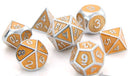 Metal RPG Dice Set (7) - Gemstone: Silver Citrine