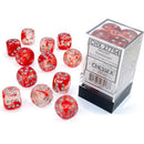 16mm D6 Dice Block (12) - Nebula Red/Silver