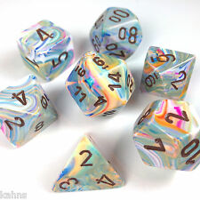 Picture of the Dice: 7 Vibrant w/brown Festive Polyhedral Dice Set - CHX27441