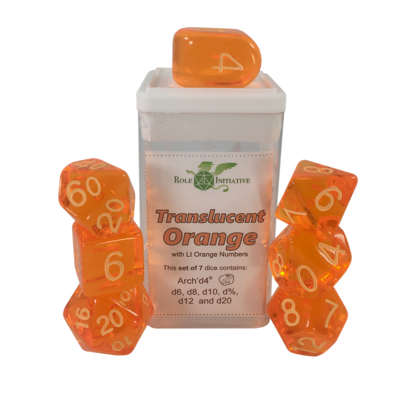 Dice Set (7) - Translucent Orange w/ Orange - arch'd4