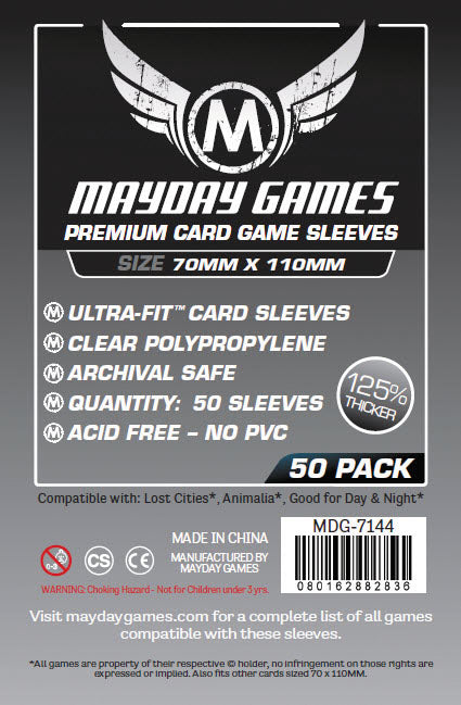 Picture of the Board Game Sleeves: Sleeves: Premium Magnum Silver Sleeves 70mm x 110mm (Lost Cities)(50)