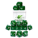 Dice Set (15) - Opaque Dark Green w/ White - arch'd4