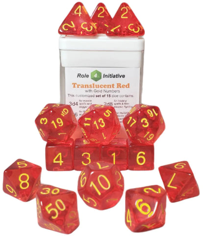 Dice Set (15) - Translucent Red