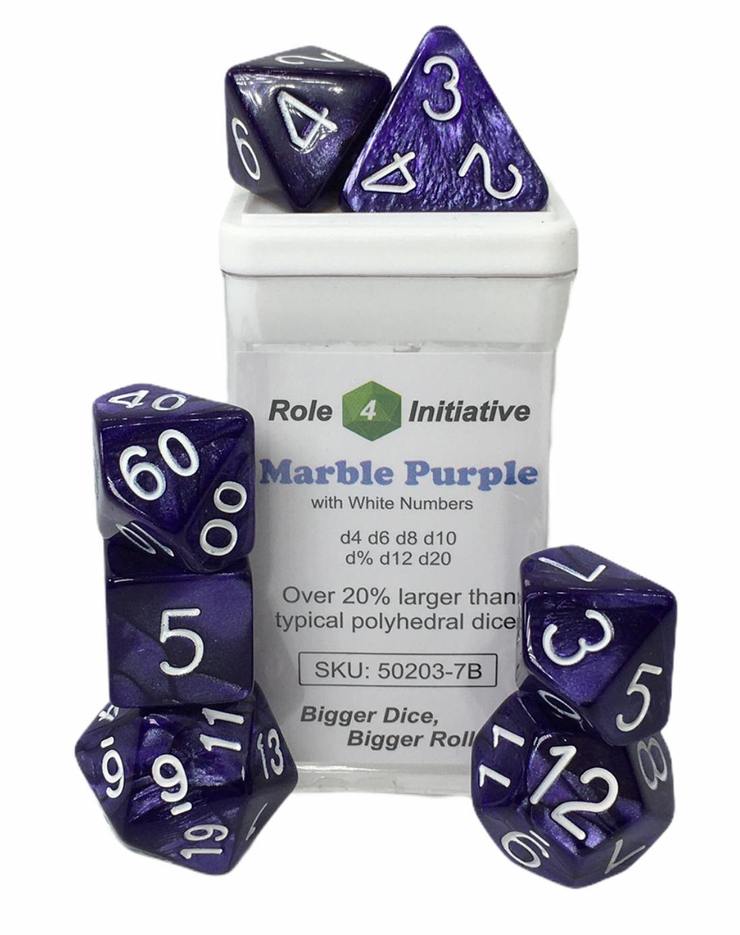 Dice Set (7) - Marble Purple