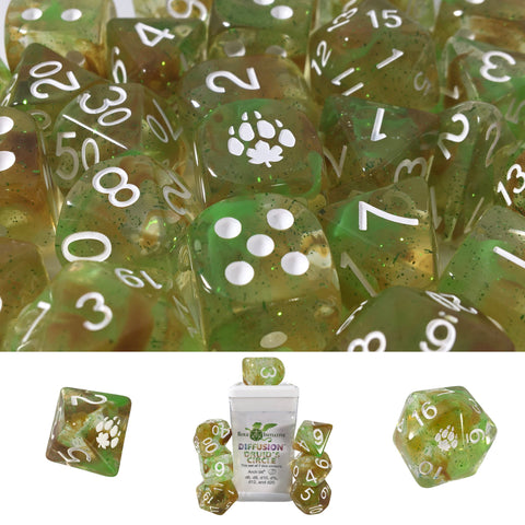 Dice Set (7) - Diffusion Druids Circle w/ Arch'd4 and Symbols