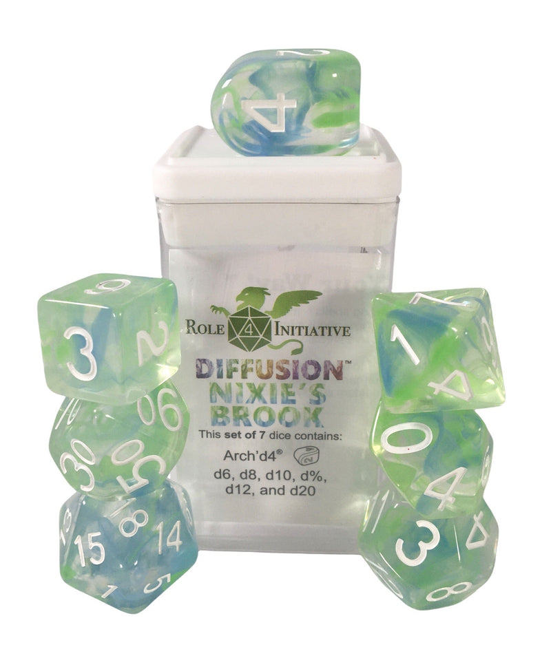 Dice Set (7) - Diffusion Nixies Brook w/ Arch'd4