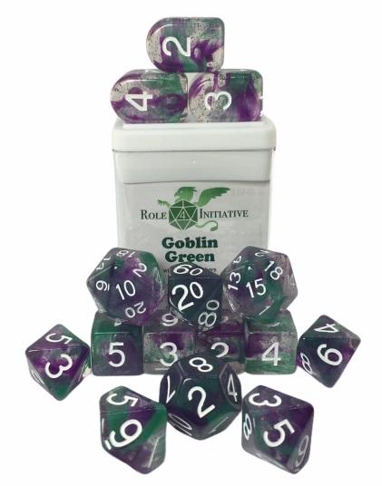 Dice Set (15) - Goblin Green w/ Arch'd4