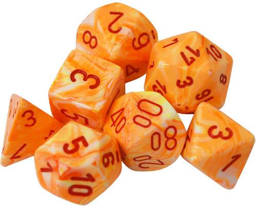 Picture of the Dice: Festive Sunburst w/red Polyhedral 7-Die Set - CHX27453