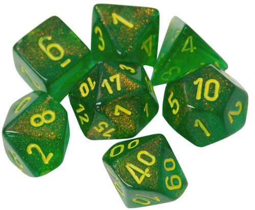Picture of the Dice: 7CT BOREALIS DICE SET, MAPLE GREEN/YELLOW