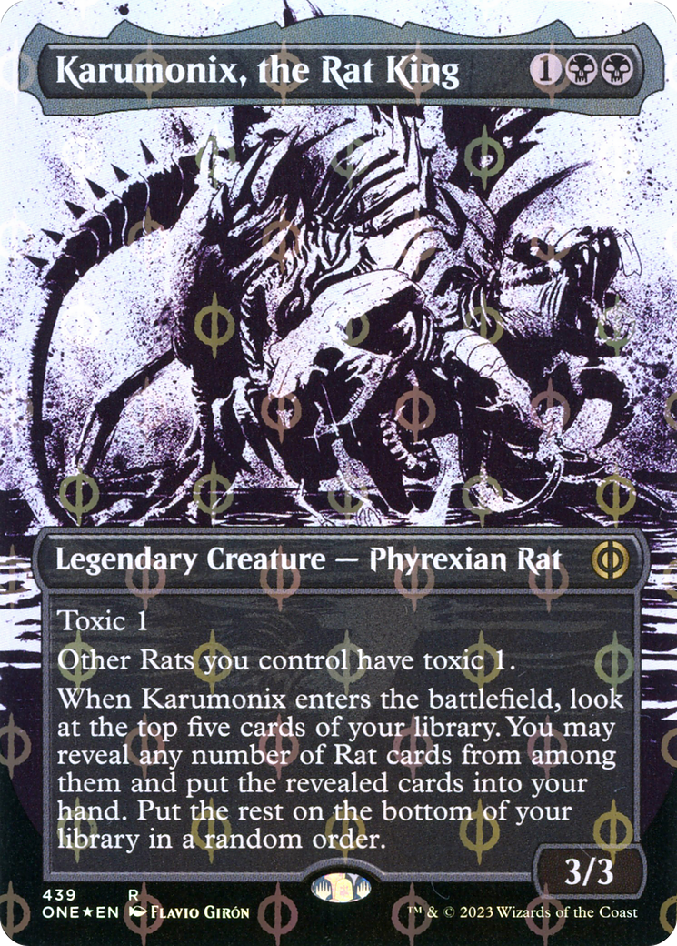 Karumonix, the Rat King (Borderless Ichor Step-and-Compleat Foil) [Phyrexia: All Will Be One]