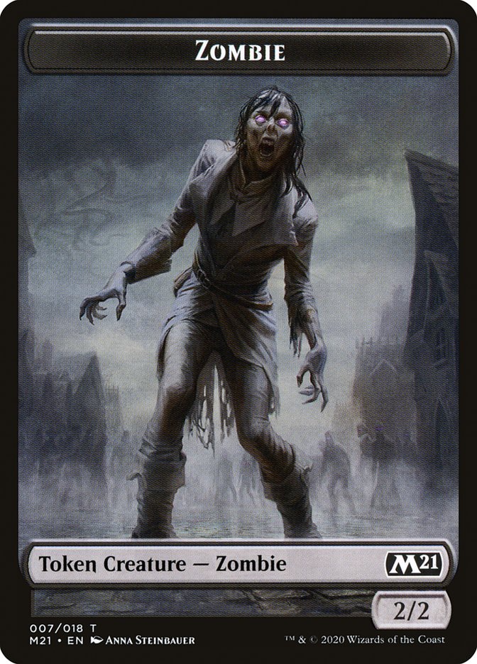 Construct // Zombie Double-Sided Token [Core Set 2021 Tokens]