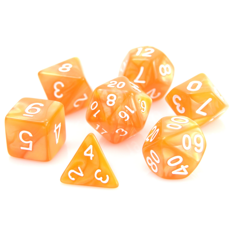 Picture of the Dice: RPG Set - Orange Swirl w/ White