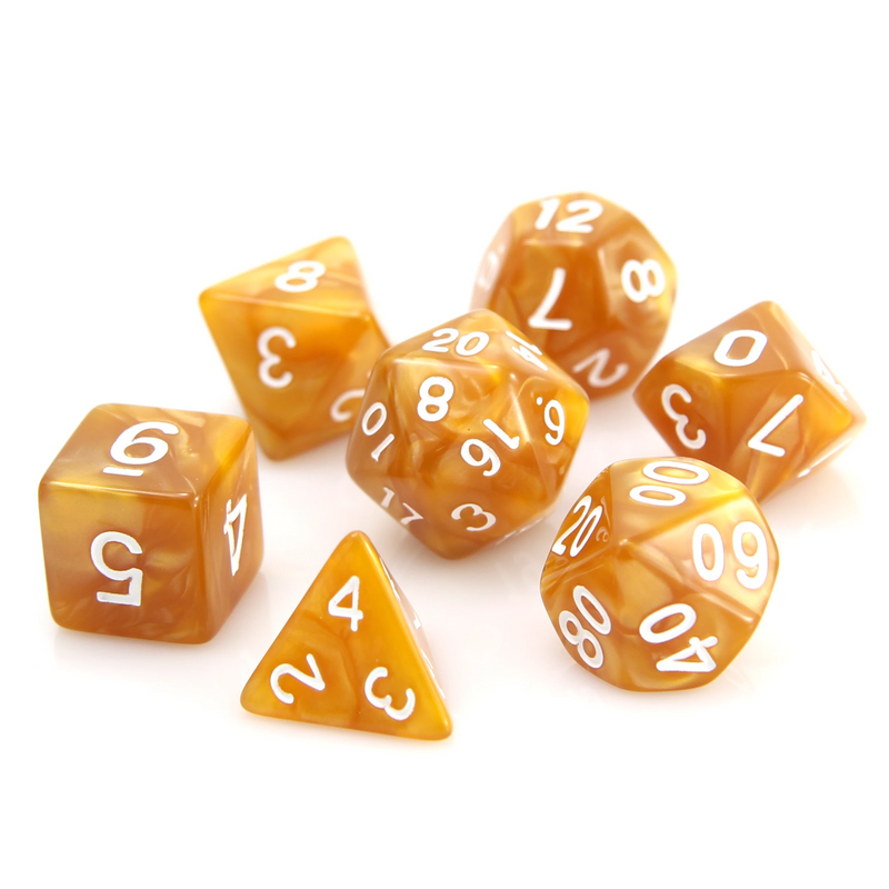 Picture of the Dice: RPG Set - Gold Swirl w/ White