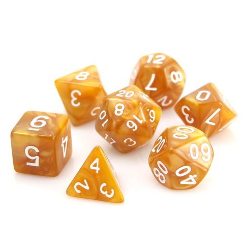 Picture of the Dice: RPG Set - Gold Swirl w/ White