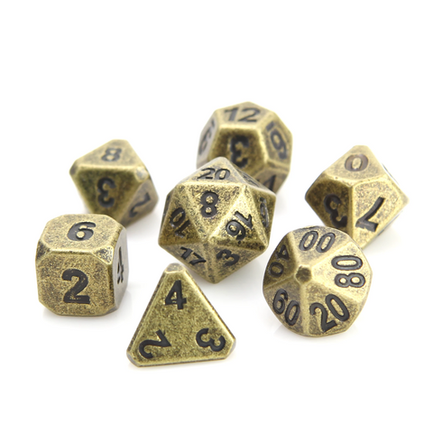 Metal RPG Dice Set (7) - Ancient Gold
