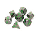 Metal RPG Dice Set (7) - Sinister Chrome w/ Green