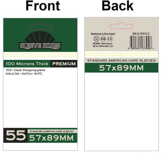 Sleeve Kings - Premium Standard American Card Sleeves (55 Sleeves) 57mm x 89mm