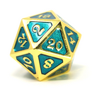 Metal d20 (1) - Mythica Gold Aquamarine