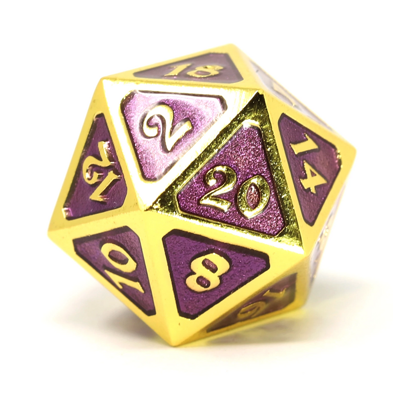 Metal d20 (1) - Mythica Gold Amethyst