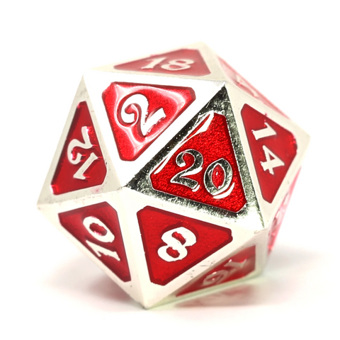 Metal d20 (1) - Mythica Platinum Ruby