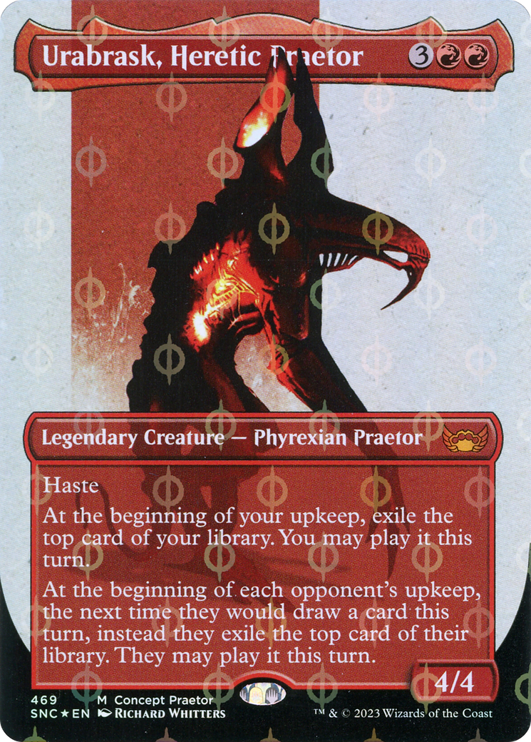 Urabrask, Heretic Praetor (Borderless Concept Praetors Step-and-Compleat Foil) [Phyrexia: All Will Be One]