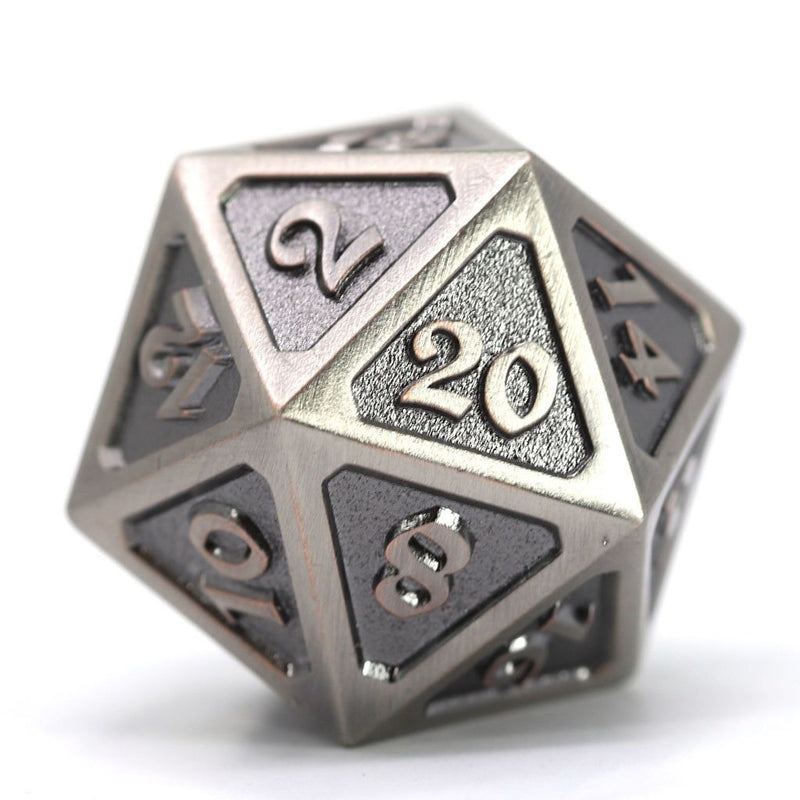 Picture of the Dice: Dire d20 - Mythica Battleworn Silver