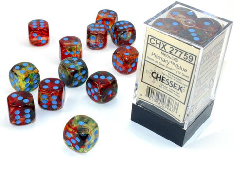 16mm D6 Dice Block (12) - Nebula Luminary Primary/Blue