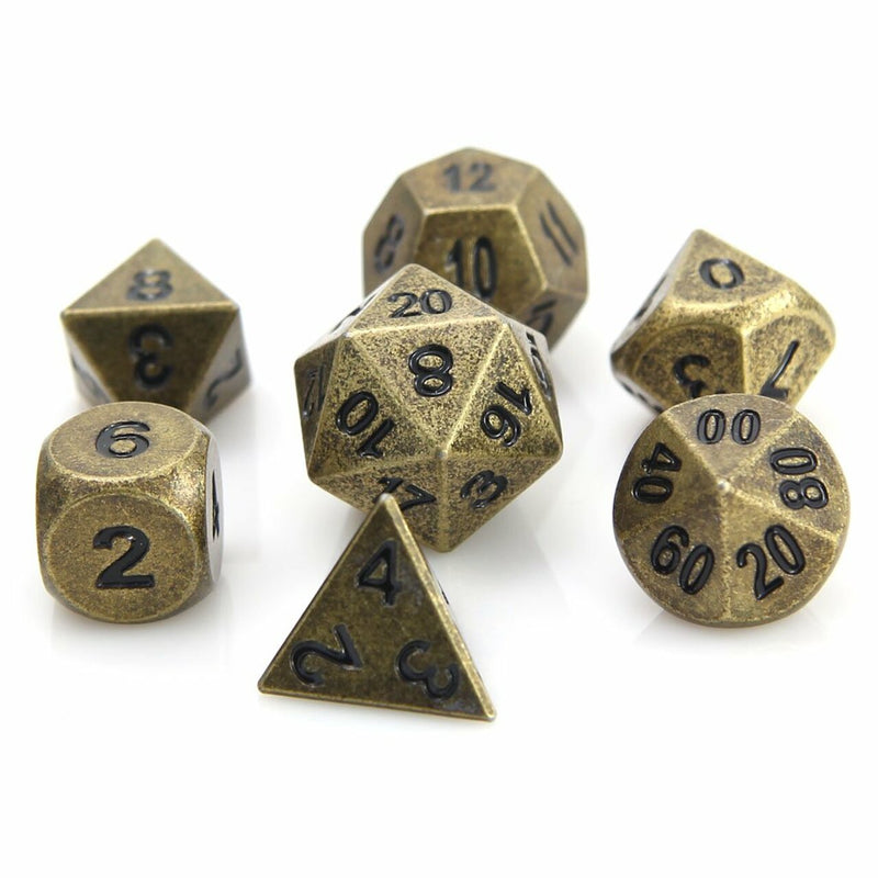 Metal RPG Dice Set (7) - Ancient Gold w/ Black