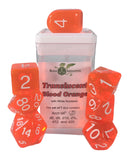 Dice Set (7) - Translucent Blood Orange w/ White - arch'd4