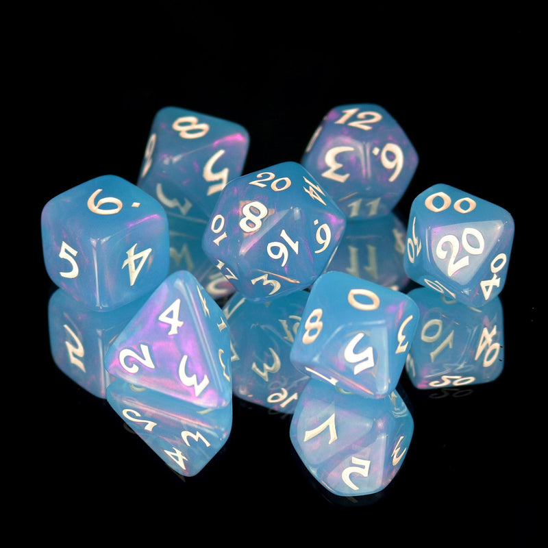 RPG Dice Set (7) - Elessia Moonstone Rumara w/ White