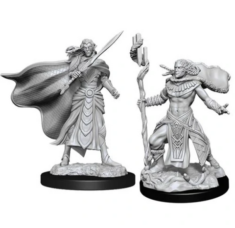 D&D Unpainted Minis: Elf Fighter & Elf Cleric MTG - Wave 02